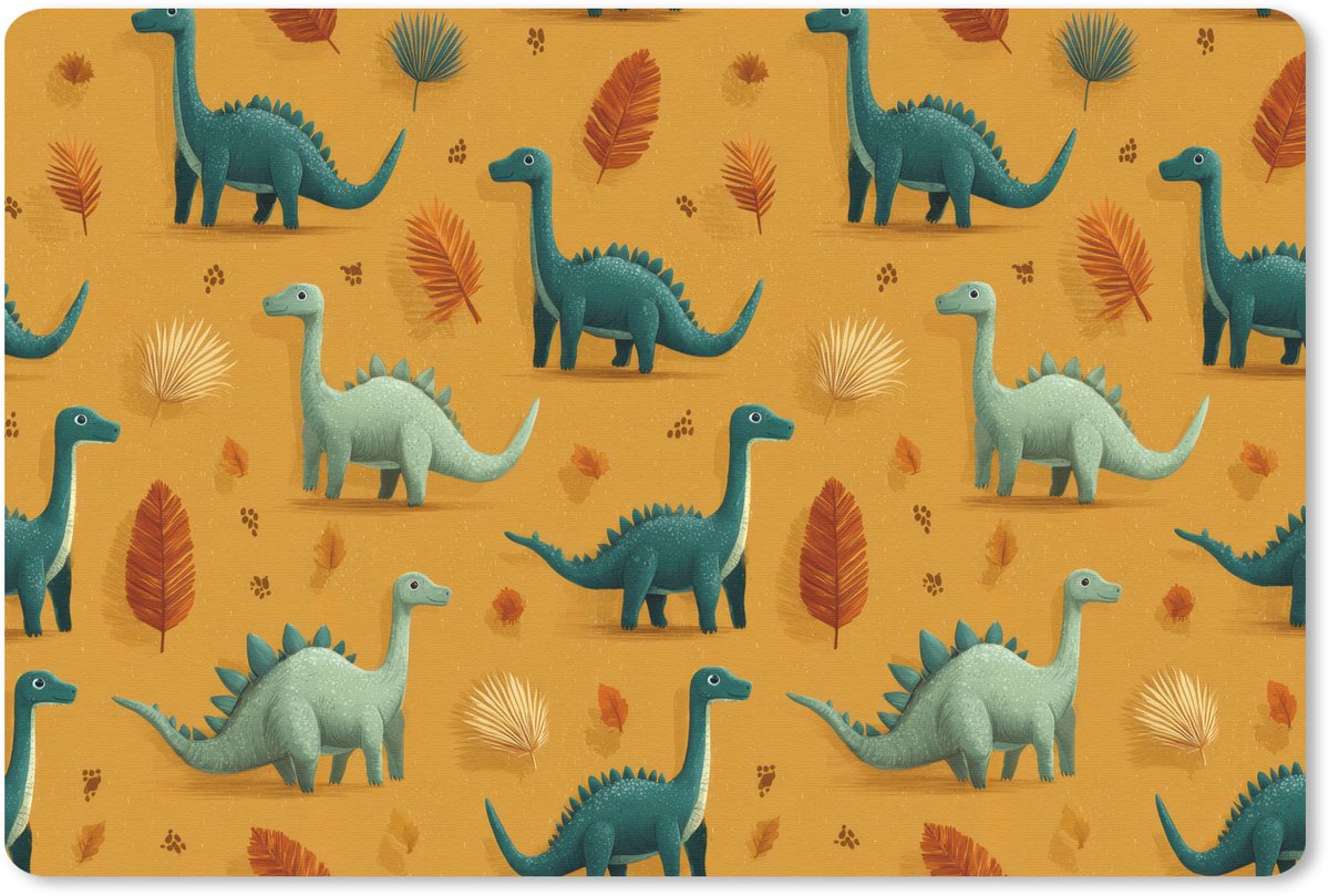 Muismat 27x18 cm - Mousepad Dinosaurussen - Stekels - Herfstbladeren - Bruin - Muismatten