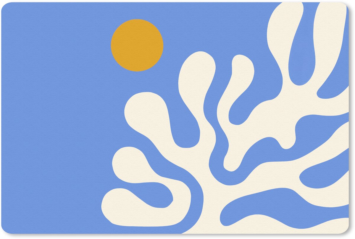Muismat 27x18 cm - Mousepad Minimalistisch - Organisch patroon - Blauw - Muismatten