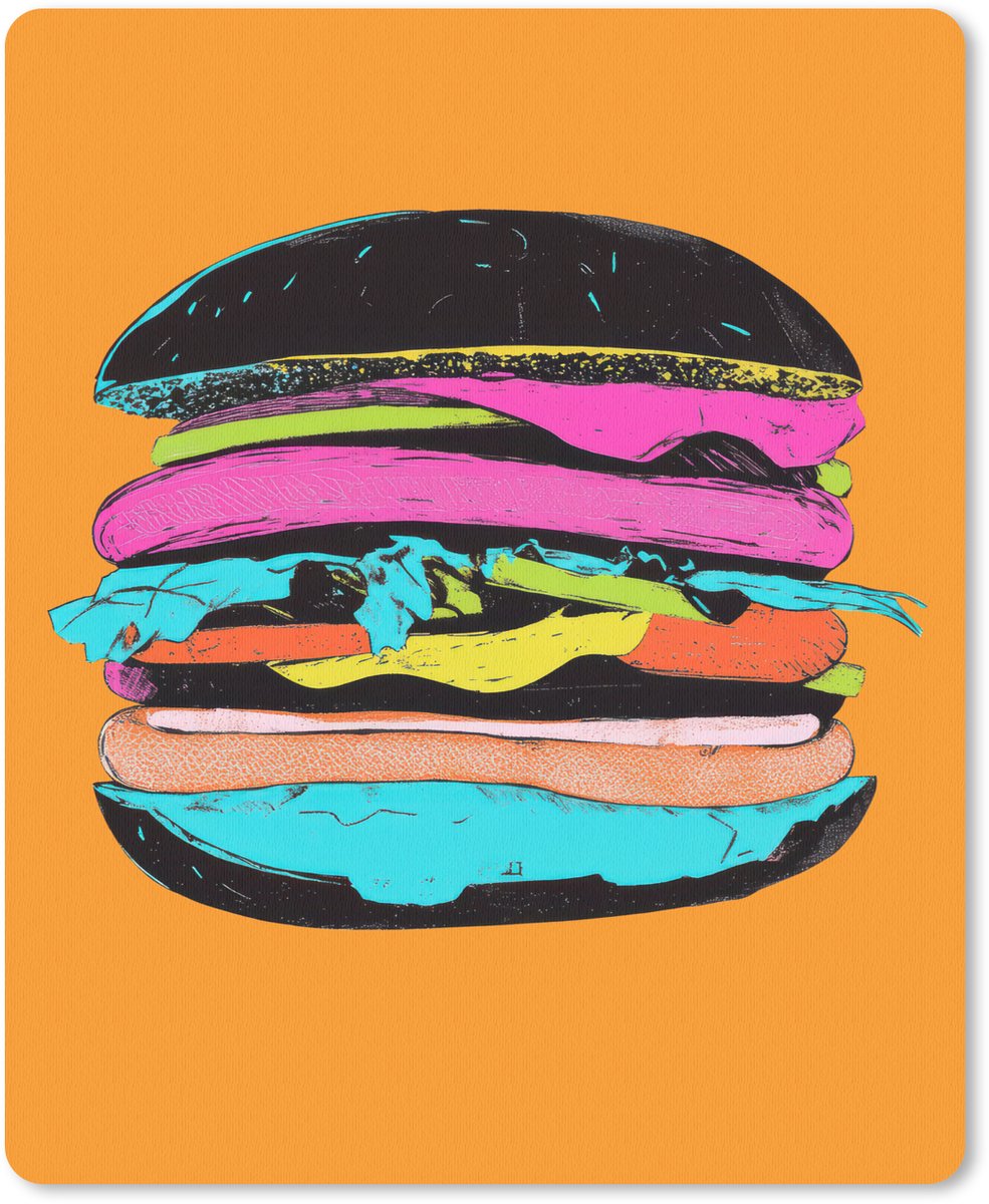 Muismat 19x23 cm - Mousepad Hamburger - Kleurrijk - Speels - Muismatten