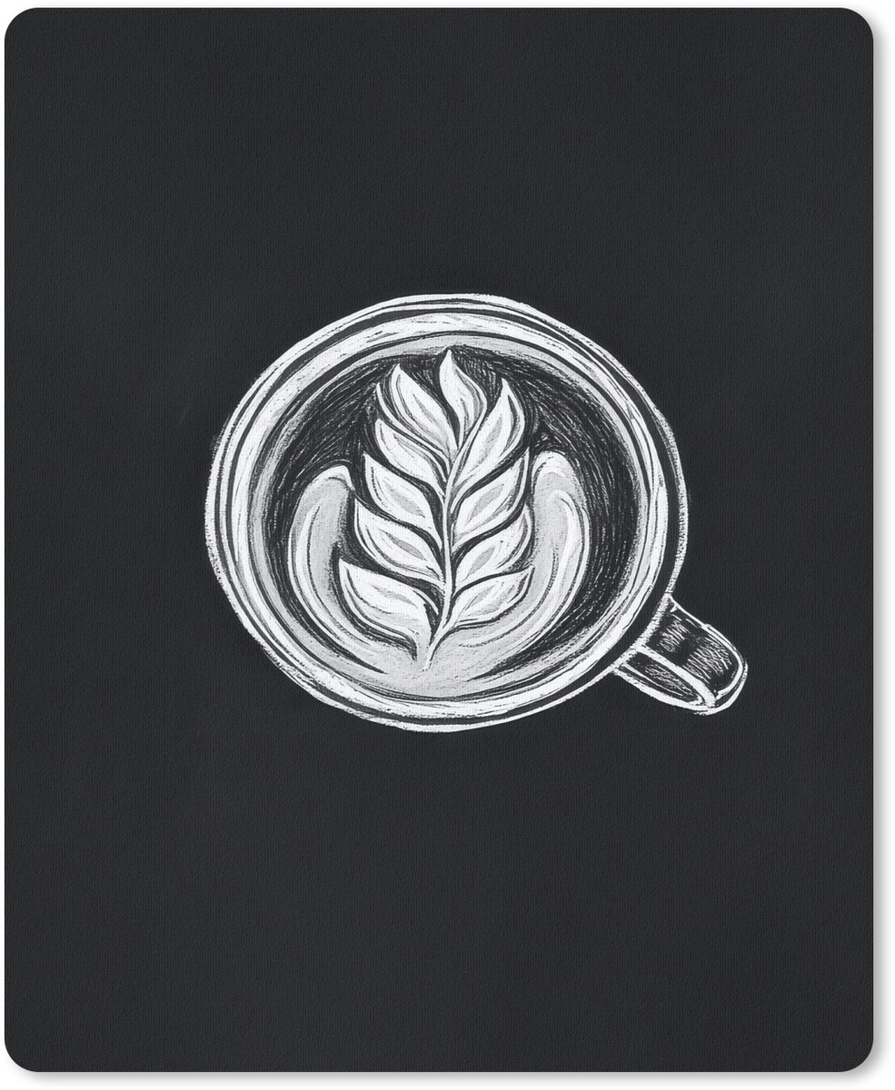 Muismat 19x23 cm - Mousepad Krijttekening - Koffie - Latte art - Muismatten