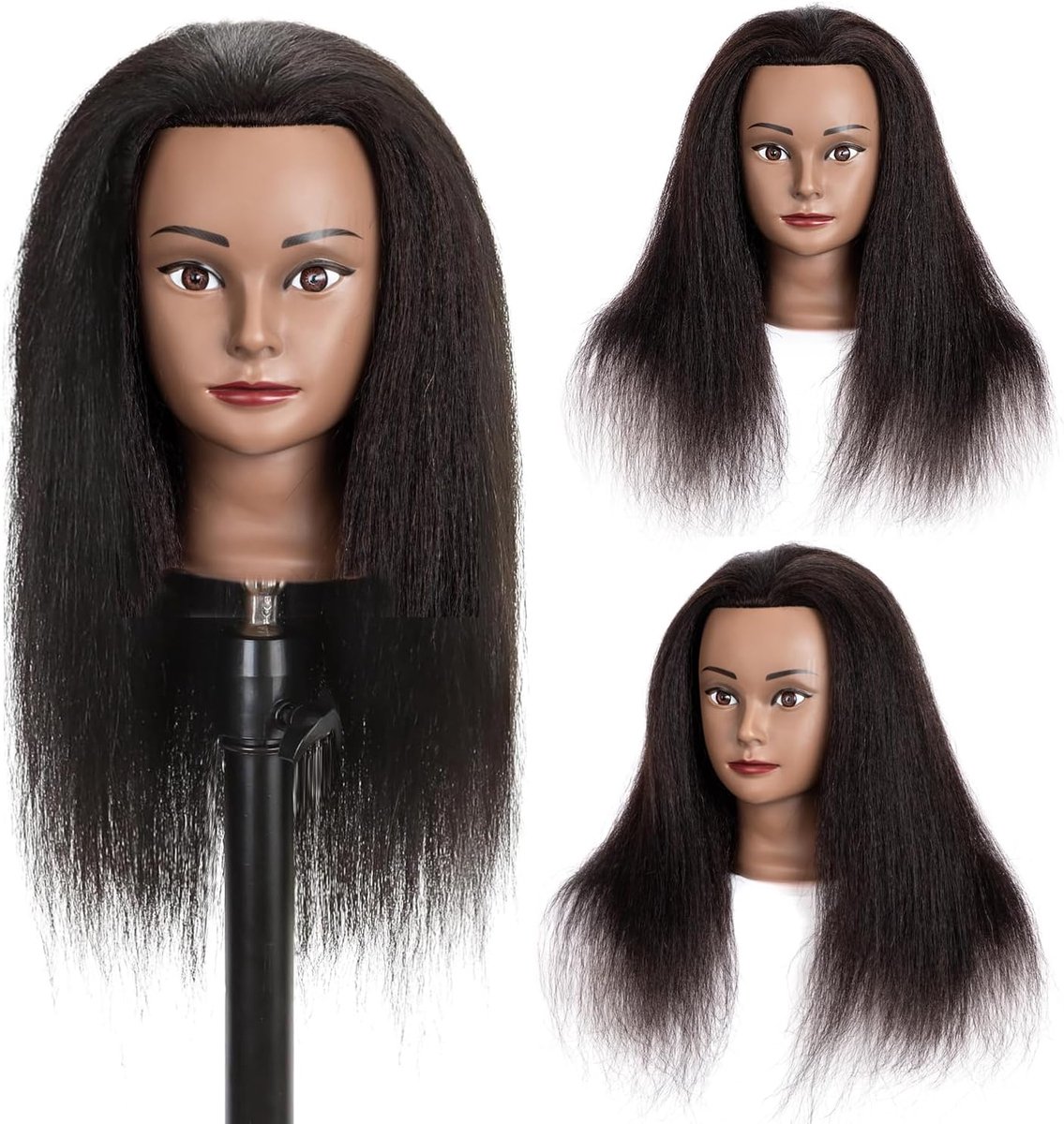 Cosmetologie mannequin hoofd met 100% echt menselijk haar - 18 inch voor haarstyling