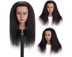 Cosmetologie mannequin hoofd met 100% echt menselijk haar - 18 inch voor haarstyling