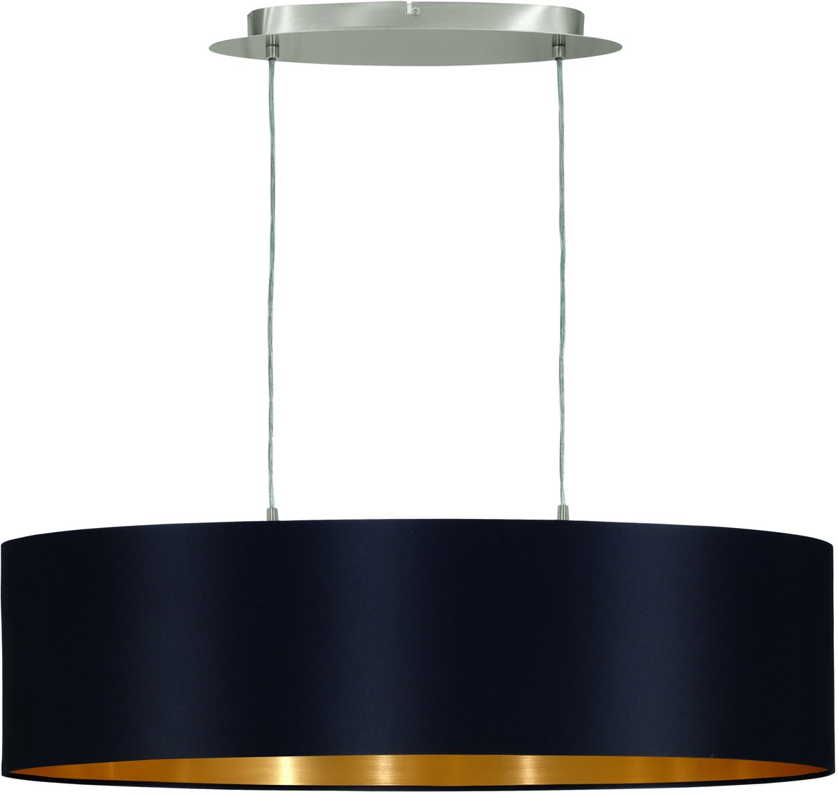 EDI light Maserlo - Hanglamp - 2 Lichts - 78cm - Nikkel-Mat - Zwart, Goud