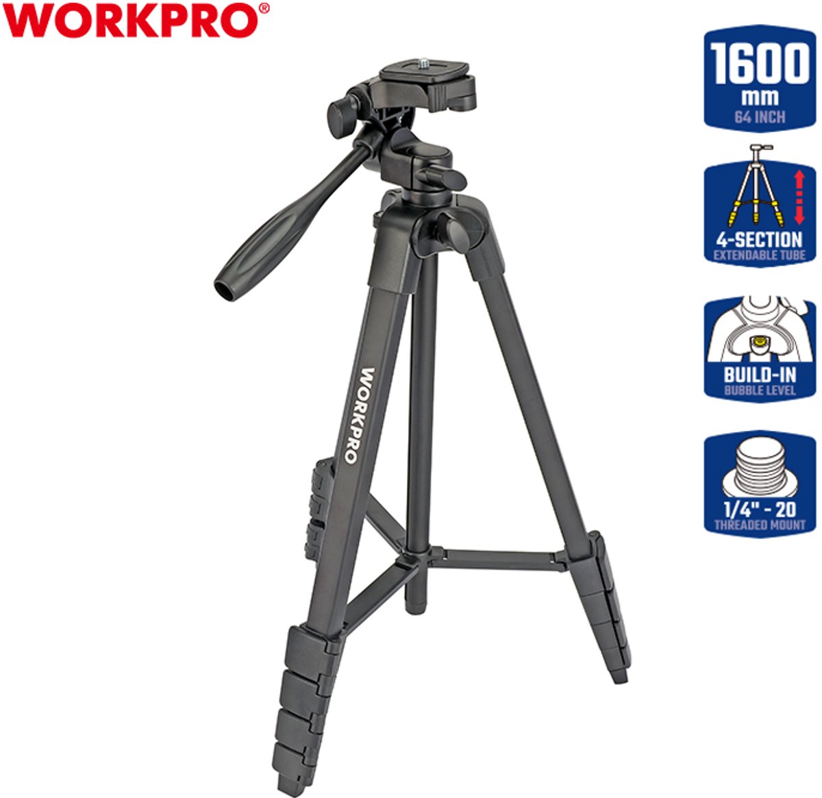 WORKPRO WP267000 Statief voor Laserwaterpas 1.6 m – Aluminium – Professioneel