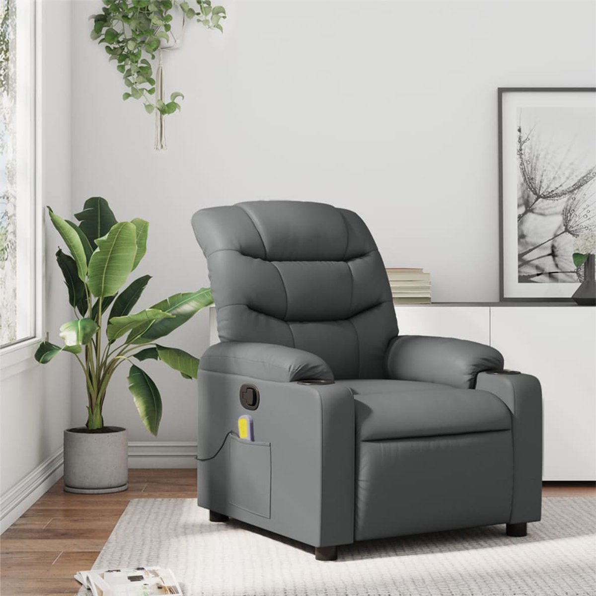 vidaXL Massagestoel - van - grijs - kunstleer