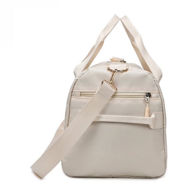 Dames Sporttas - Duffelbag - Licht beige met Schoenenvak - Weekendtas - Reistas — afbeelding 4