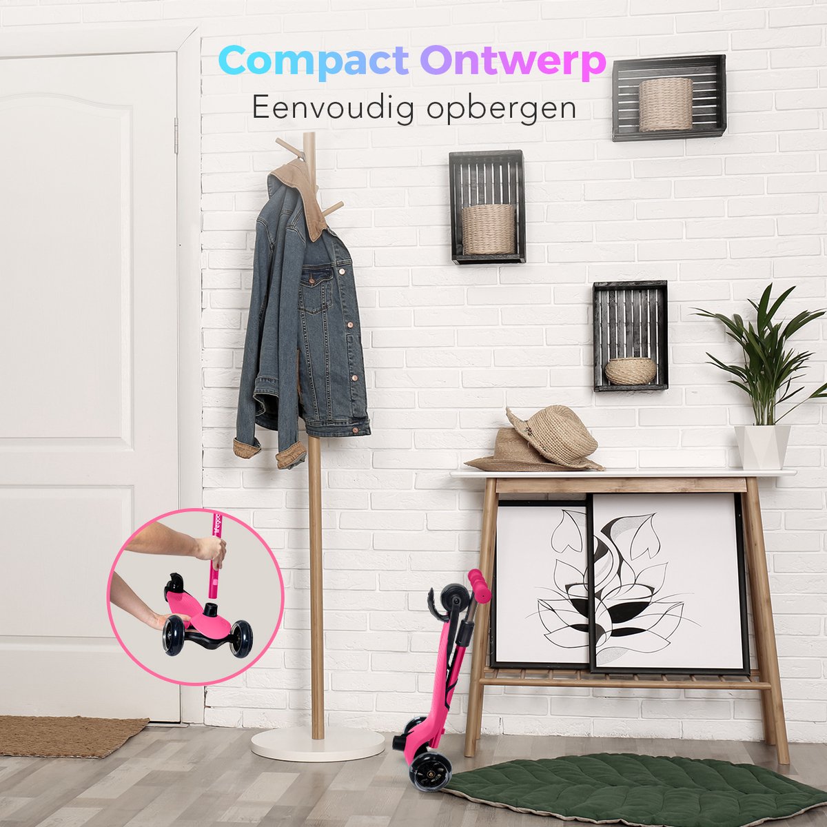 LifeGoods Kinderstep - Step 2-5 Jaar - 3 Lichtgevende LED Wielen - Hoogte Verstelbaar - Jongens/Meisjes - Roze — afbeelding 6