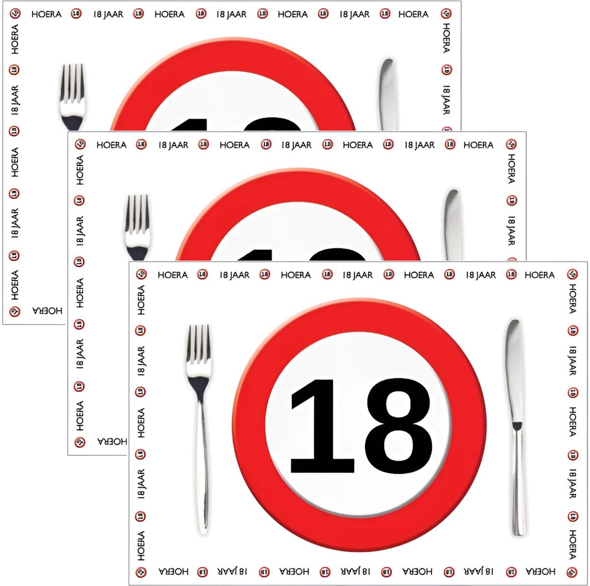 Placemat 18 jaar - 30x stuks - 42 x 30 cm - 90g - papier - verjaardag - jubileum