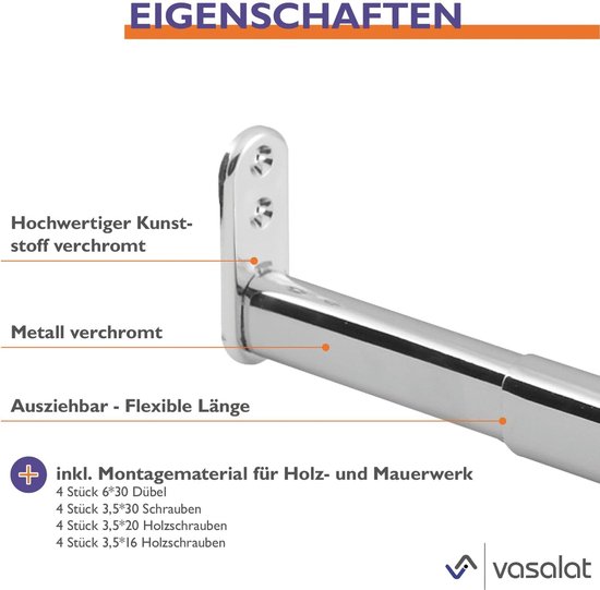 Verstelbare Uitschuifbare Kastbuis 40 - 60 cm voor Kleding en Accessoires van Merkloos	 — afbeelding 3