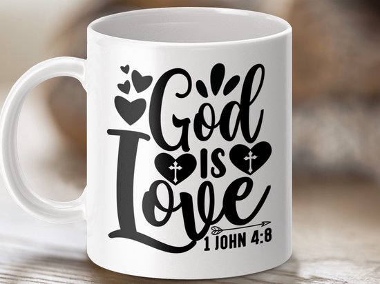 Mok, God is Liefde Mok, Christelijke Mok, Inspirerende Mok, Cadeau voor Christen, Bijbel Vers Mok, Theologische Mok, geloof Mok