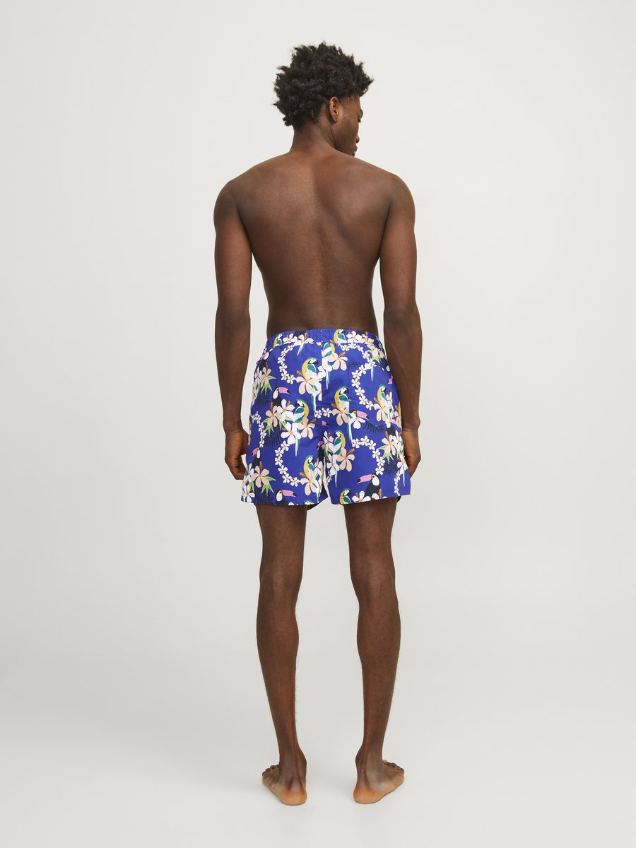 Jack & Jones Heren Zwemshorts JPSTFIJI AOP Blauw Tropisch Paradijs Print — afbeelding 3