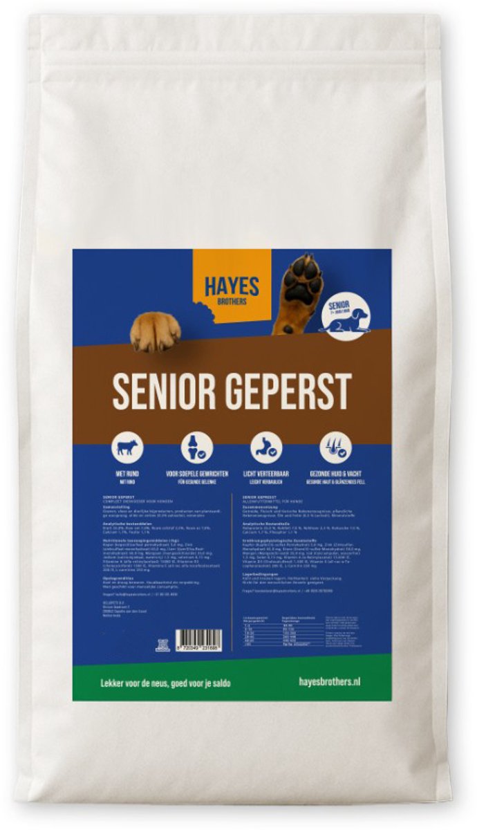 Hayes Brothers Senior Geperst Rund en kip 18 kg - Geperste Hondenbrokken Droog - voor Senior Honden - 18kg