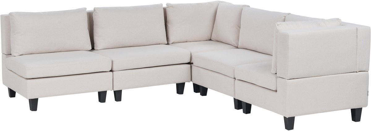 UNSTAD - 5-zitsbank modulair - Lichtbeige - Linkszijdig - Polyester