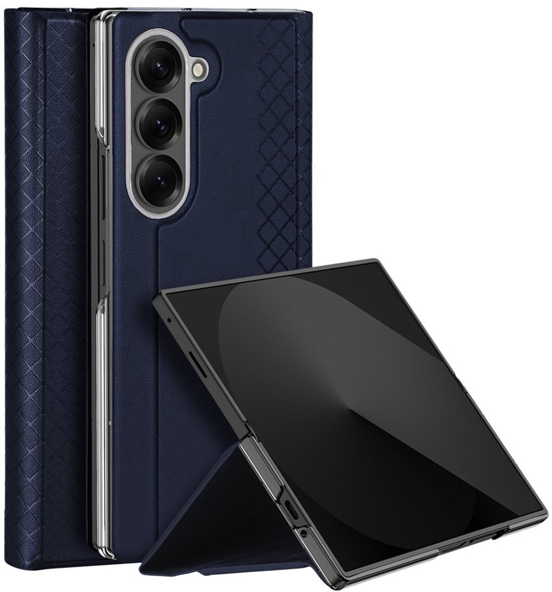 Dux Ducis Geschikt voor Samsung Galaxy Z Fold 7 Leren hoes - bookcase - Donkerblauw
