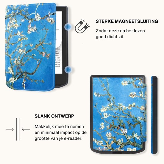 Lunso PocketBook Verse / Verse Pro / Verse Color Slim hard case hoes (6 inch) - sleepcover - Van Gogh Amandelbloesem van Lunso — afbeelding 4