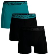 Drie Muchachomalo boxershorts in petrolgroen en zwart, met logo op de tailleband.