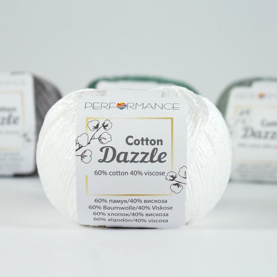3 bollen Performance Cotton Dazzle 02 wit - katoen met viscose - glans haakkatoen