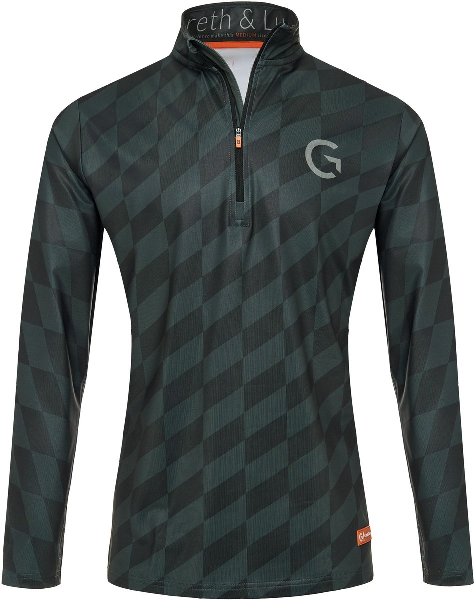 Gareth & Lucas Skipully The One Hundred and Two Heren 100% Gerecycled Polyester Midlayer Sportshirt Wintersport Zwart