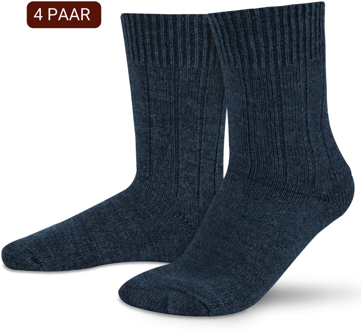 Sukats® Alpaca Sokken - Wollen Sokken - Warme Sokken - 4 Paar - Maat 35-38 - Navy Blue - Verwarmde Sokken - Wintersokken - De Moderne Geitenwollen Sokken Dames