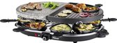 Princess Gourmetstel 162710 - Raclette Oval Steengrill Party – Bakplaat en Steengrill – 8 personen - 2 meter snoer - Regelbare thermostaat - 1200W - 8 pannetjes