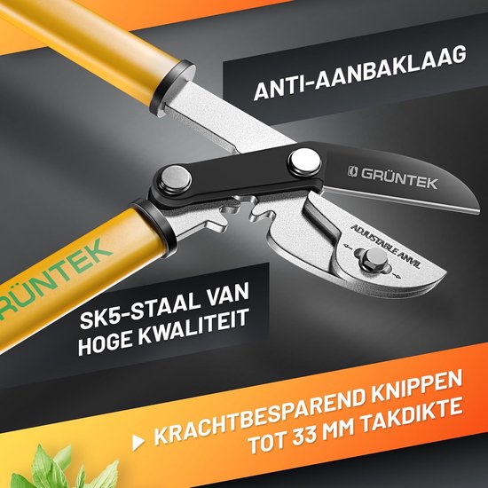 Lopper - Robust SK5 Steel Secateurs with Metal Anvil & Non-Slip Layer 60mm Blade Length 470mm Total Length Ergonomic Non-Slip Handles van Merkloos	 — afbeelding 3