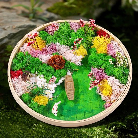 Foto: Zen garden set diy moss painting set with round bamboo picture frame moss mini garden set for picture frame decoration living desktop decoration courtyard