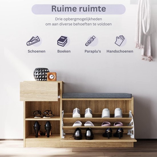 Bamboe Moderne Bank met Schoenenrek 2 Lades - Atmosphera - Koning Bamboe