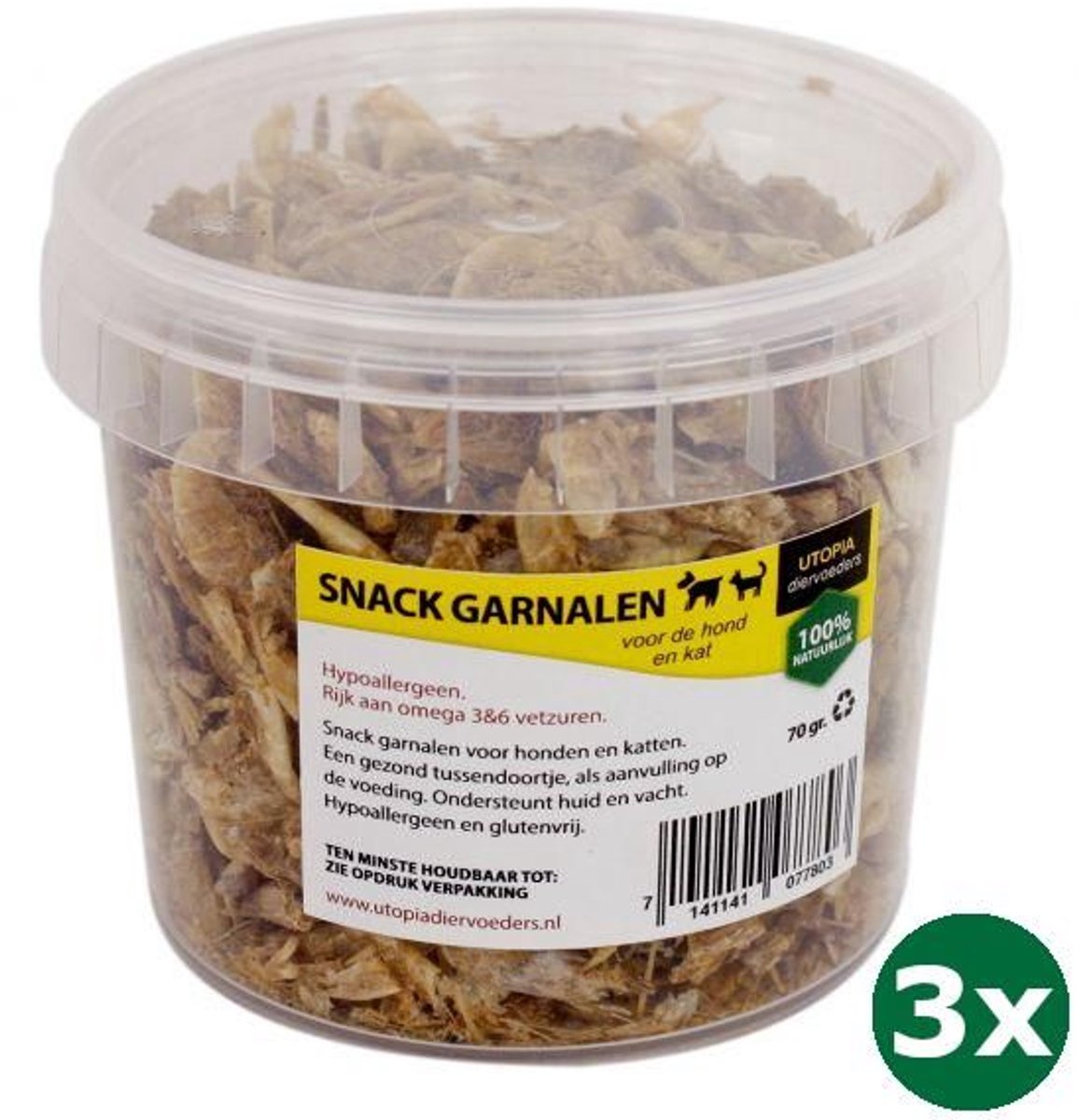 Utopia gedroogde snackgarnalen 3x 70 gr