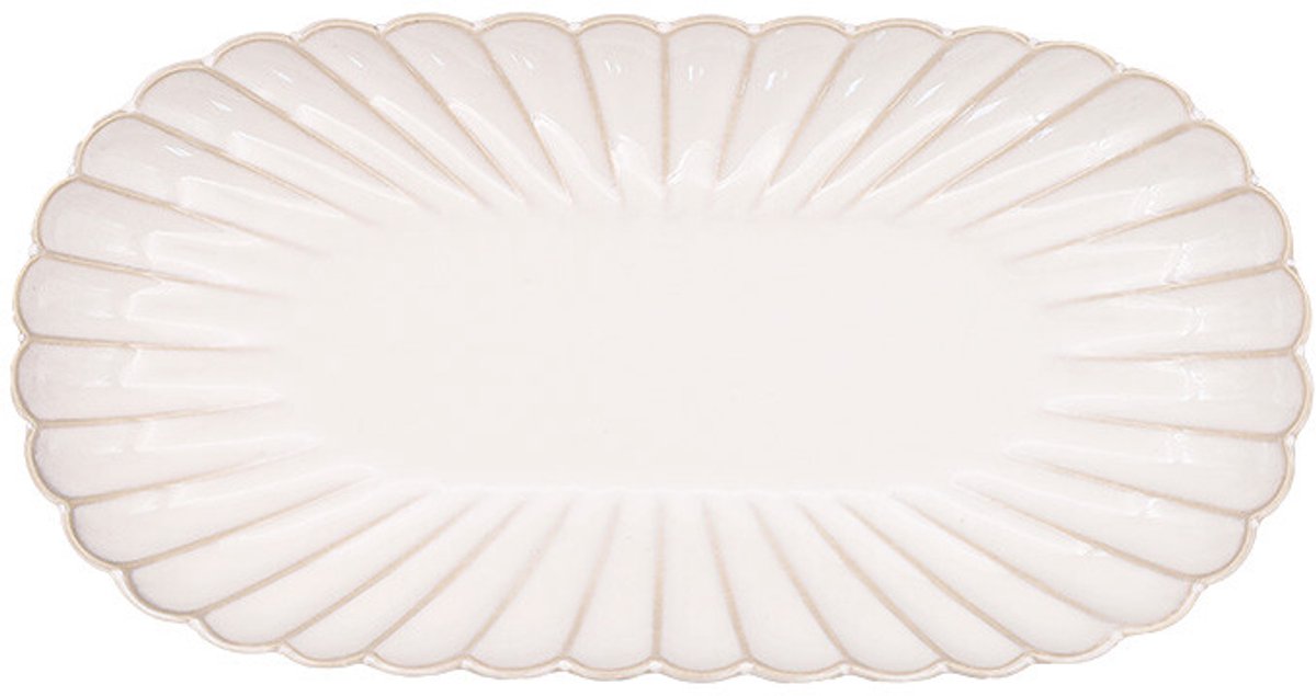 Serveerplaat Rechthoekig (2 stuks) 31 x 16 cm – Serie Nostalgia - parelwit/beige