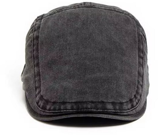 Katoenen flat cap pet met contraststiksels en style logo Antraciet