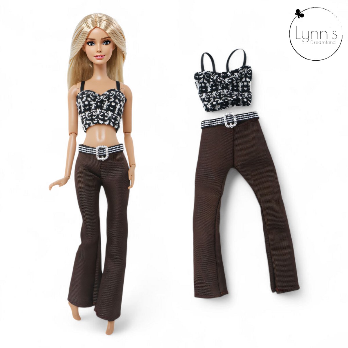 Lynn’s poppenkleertjes - Set ‘Julia’ - Geschikt voor modepop - Set van 5 outfits - Kleding voor modepoppen - Cadeauzakje — afbeelding 11