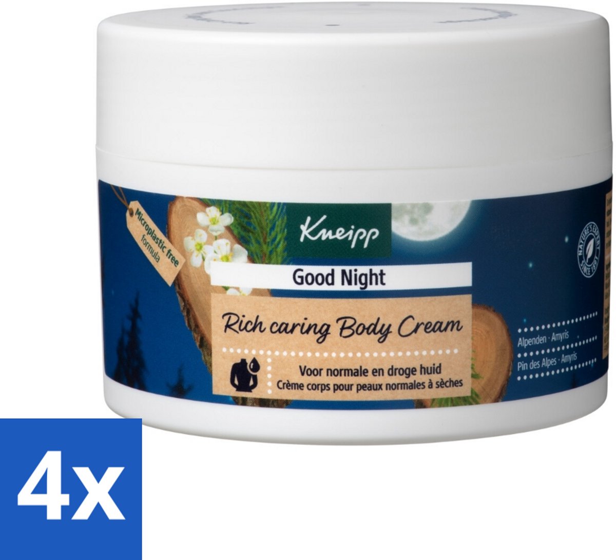 4 x Kneipp - Body crème - Good Night - Alpenden & Amyris - 200 ml - Nachtcreme - Huidverzorging - Slaap - Ontspannen - Shea Butter
