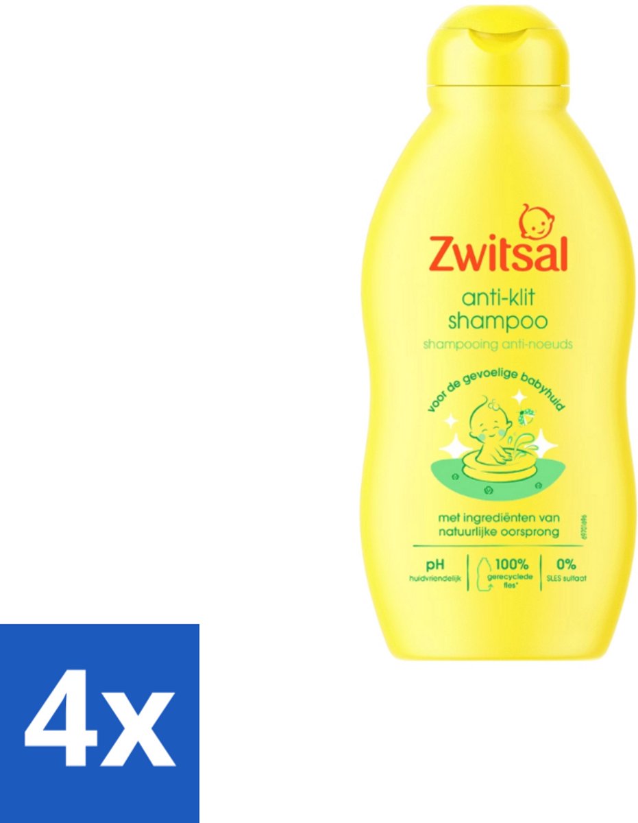Image of 4 x Zwitsal - Anti-Klit Shampoo - Zachte Ontwarring - 200 ml - Baby Shampoo - Anti-klit Shampoo - Zwitsal Shampoo - Babyhaar - Zachte Shampoo