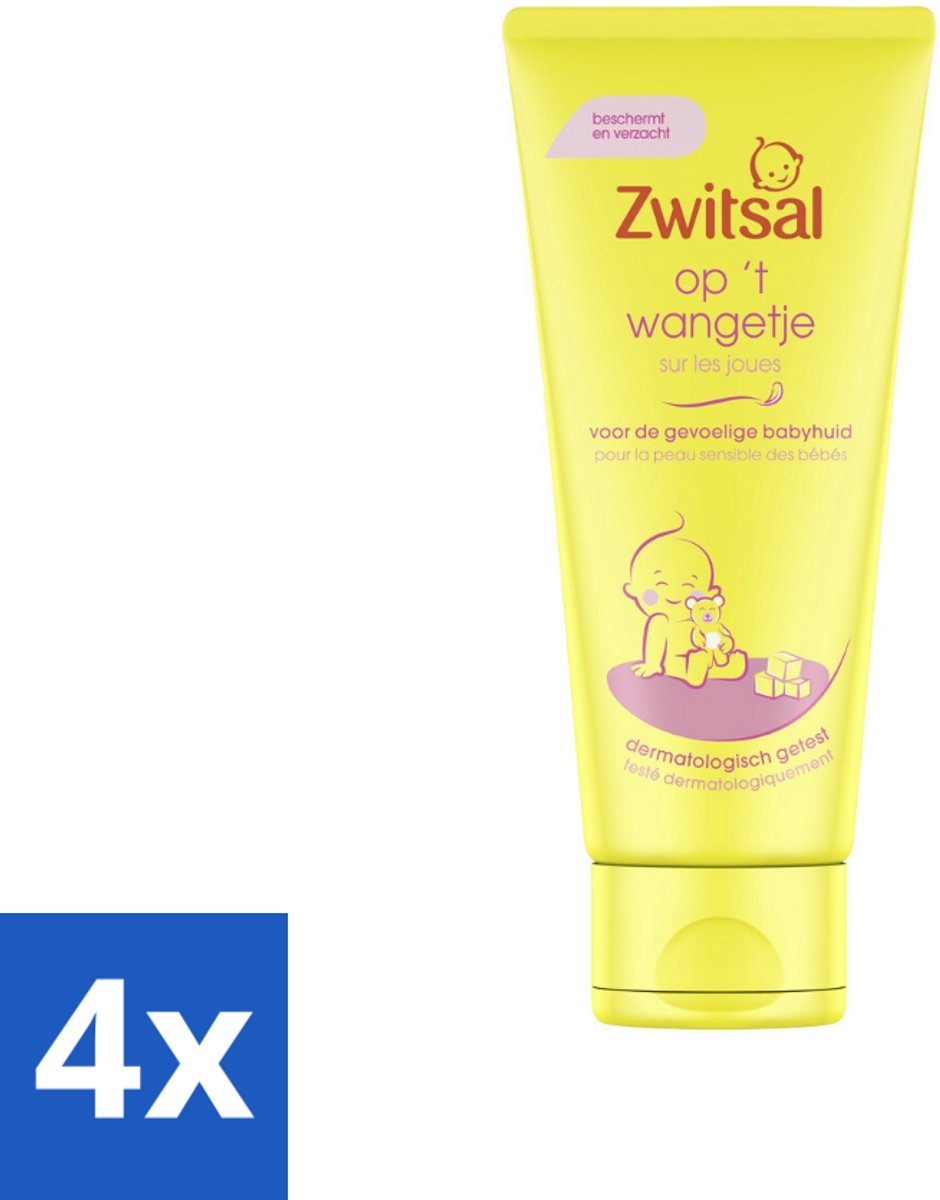 Image of 4 x Zwitsal - Op 't Wangetje - Gezichtscrème voor Baby’s - Gevoelige Babyhuid - 100 ml - Babyhuid - Gezichtscrème - Babyverzorging - Gevoelige Huid - Bescherming