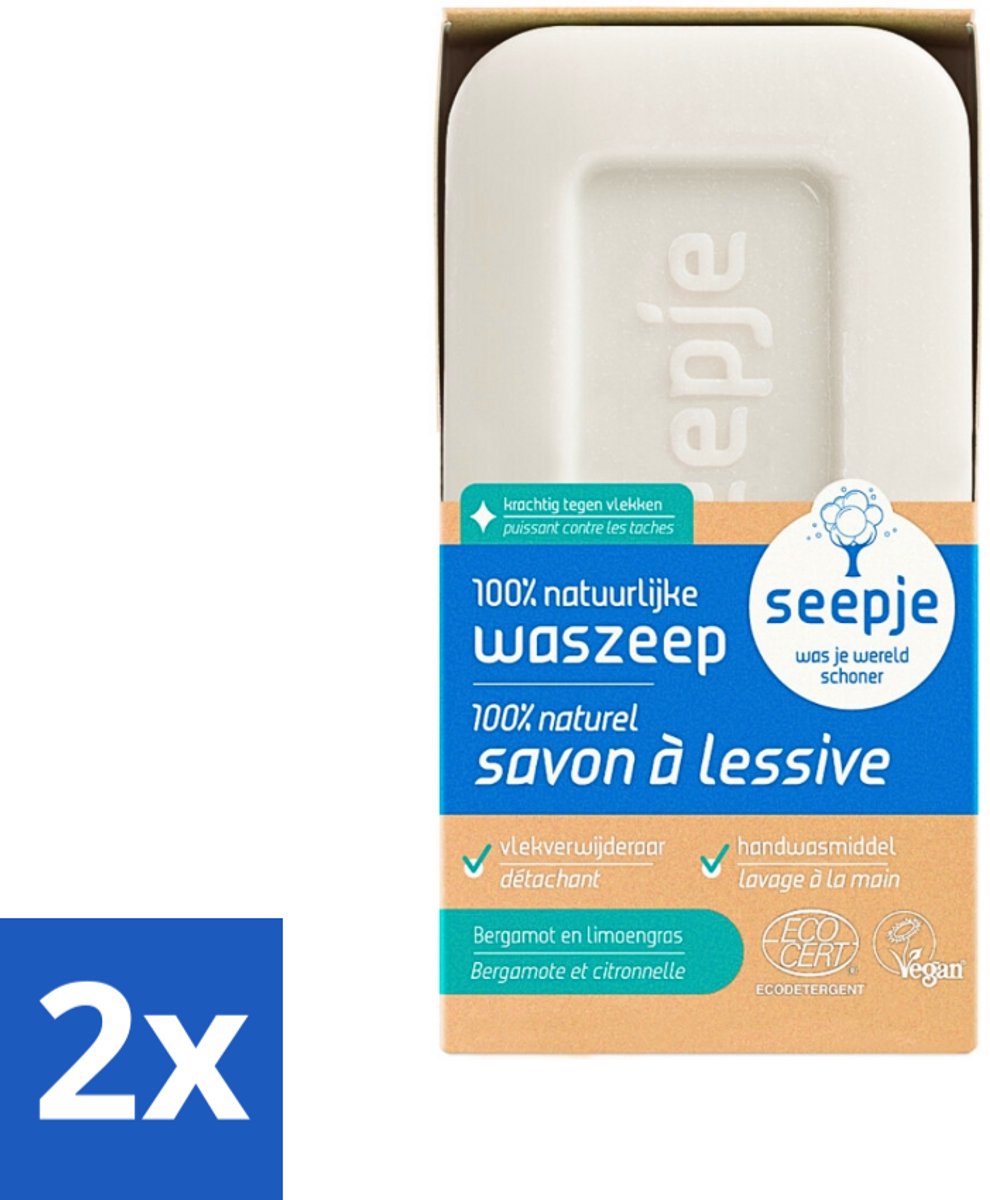 2 x Seepje - Waszeep - Handgemaakt & Natuurlijke Ingrediënten - Blok - 120 gr - Natuurlijke Zeep - Handgemaakte Zeep - Waszeep Blok - Biologische Zeep - Milieuvriendelijke Zeep