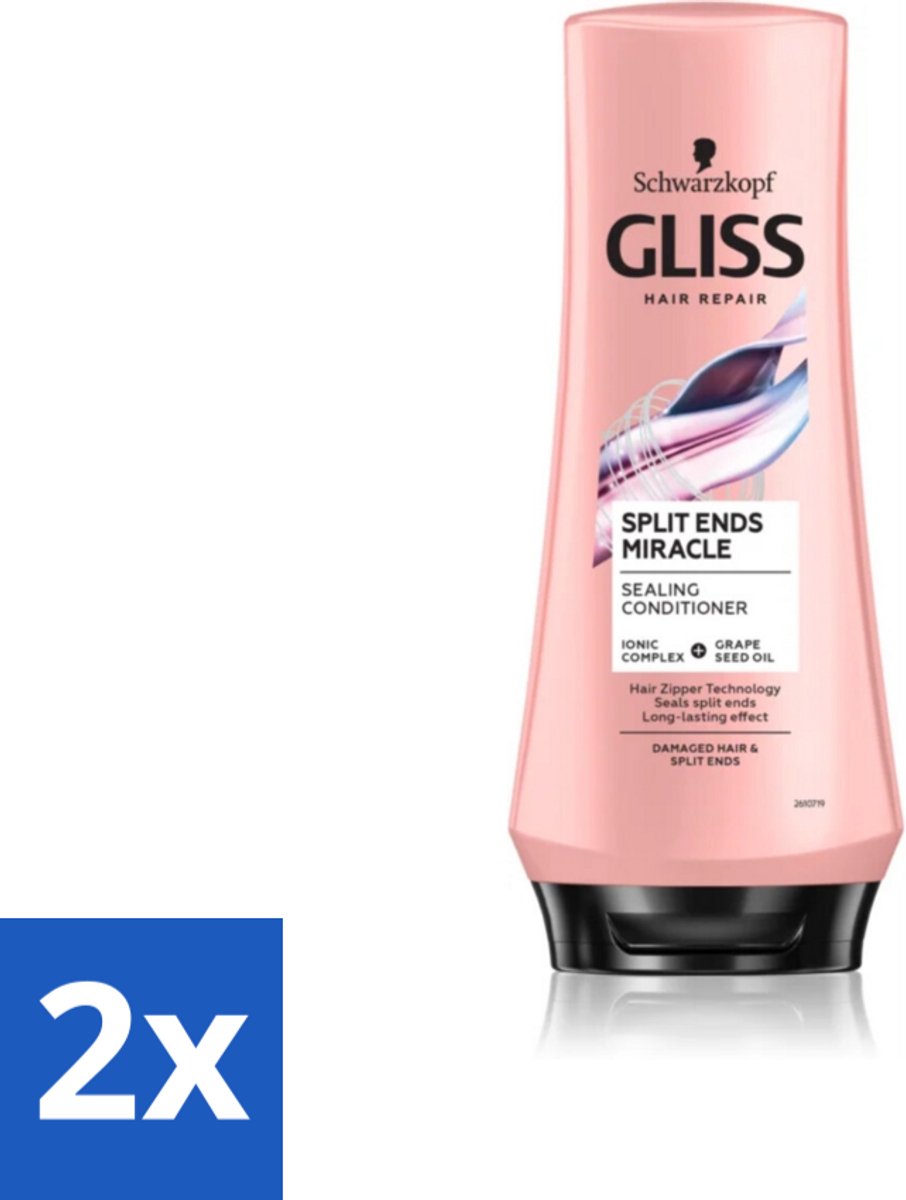 2 x Gliss - Hair Repair - Conditioner Split Hair Miracle tegen Gespleten Haarpunten - 200 ml - Haar Conditioner - Gespleten Haarpunten - Haar Herstel - Haarverzorging - Druivenpitolie