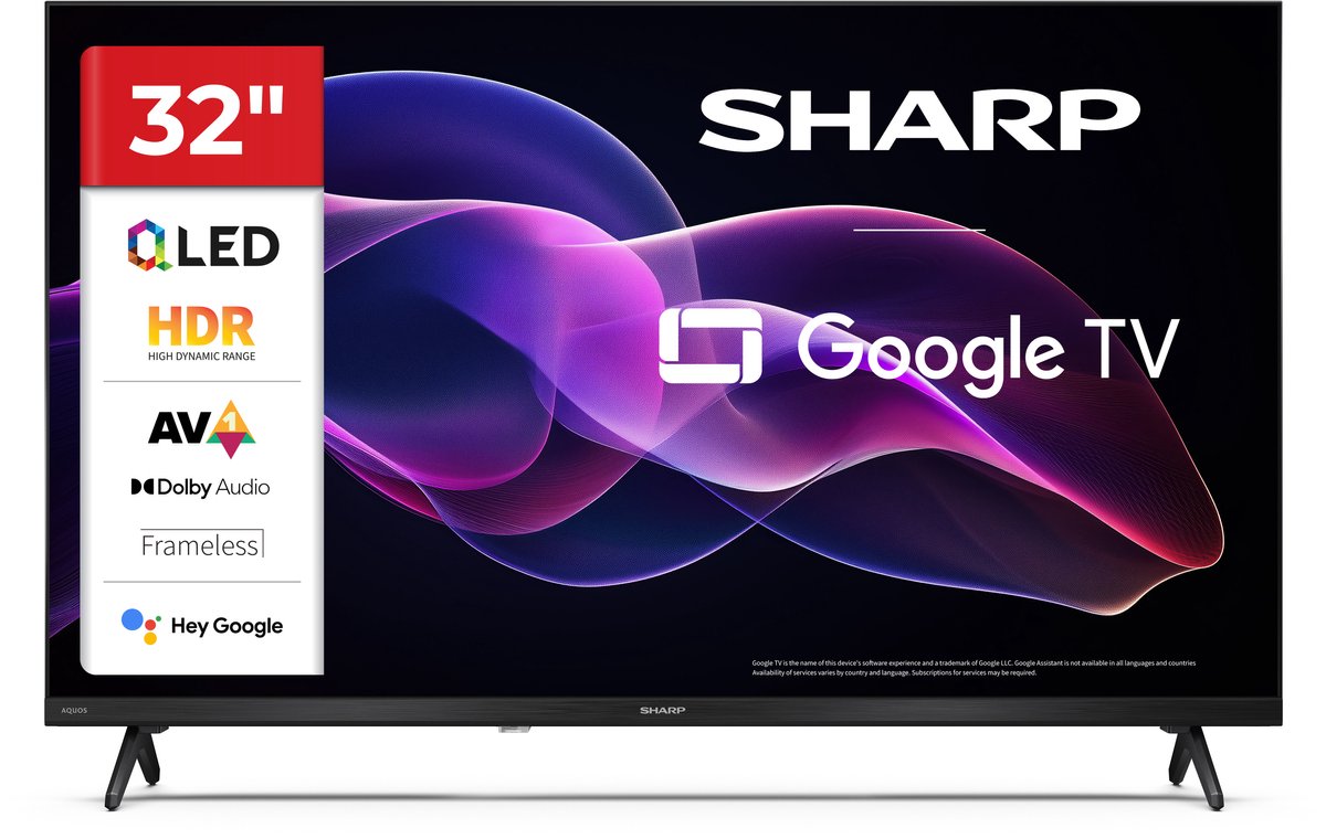 Sharp 32HF3265 - 32 inch HD-Ready QLED met Google TV - Sharp - €169,00