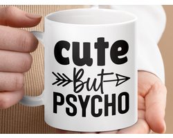 Mok, Cute But Psycho Mug, Funny Mug, Sarcastic Gift, Koffiemok, Humor Mug, Koffie Geschenk, Grappige Mok, Nieuwigheid Mok, Meme Mok