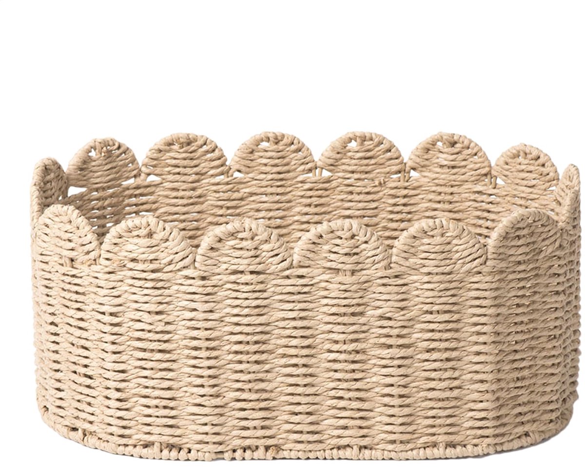 Geweven Opbergmand Wit – Katoenen Touwmand 35x20x15,5 cm – Opvouwbare, Duurzame & Multifunctionele Organizer voor Kinderkamer, Badkamer en Woonkamer