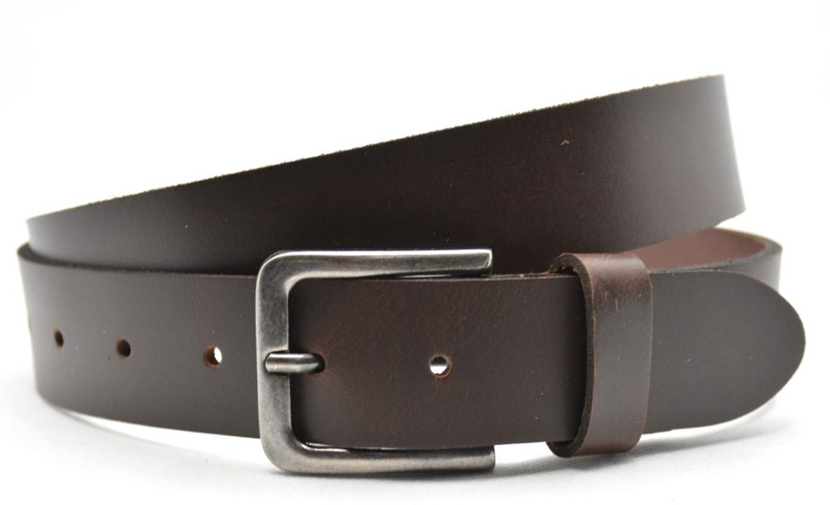 Heren Riem volnerf Leer Bruin - 3.5 cm Breed - Broekriem - Nette Riem - Jeans Riem - Maat: 115 / Totale lengte riem 130 cm - Echt Leer