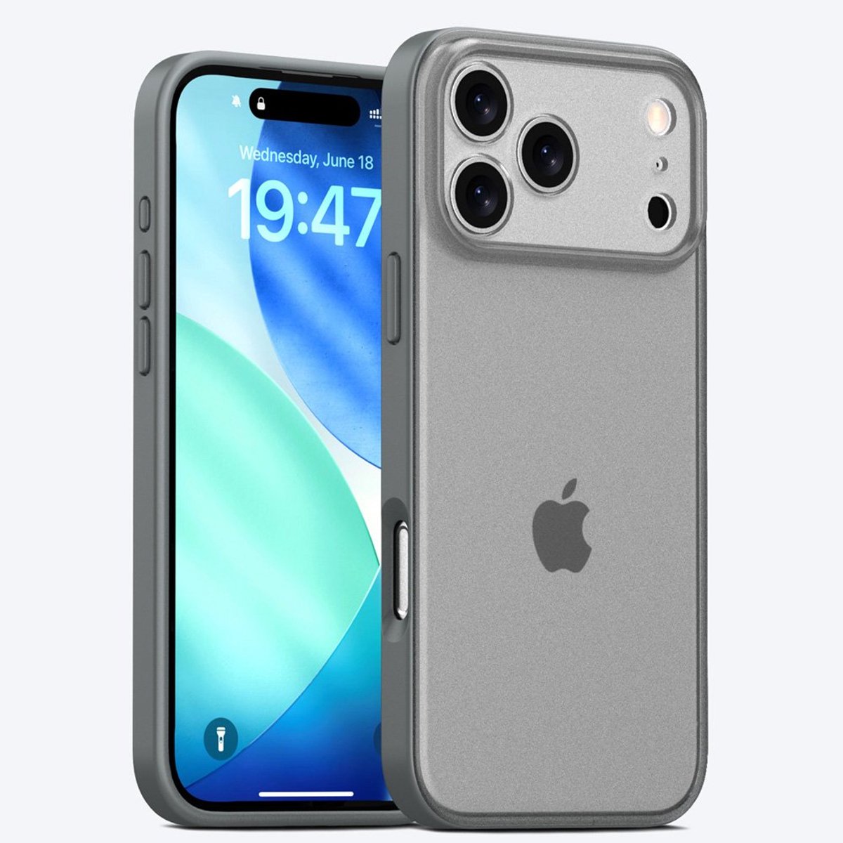 Mobiq - Frosted Rugged Bumper Hoesje geschikt voor iPhone 17 Pro - grijs
