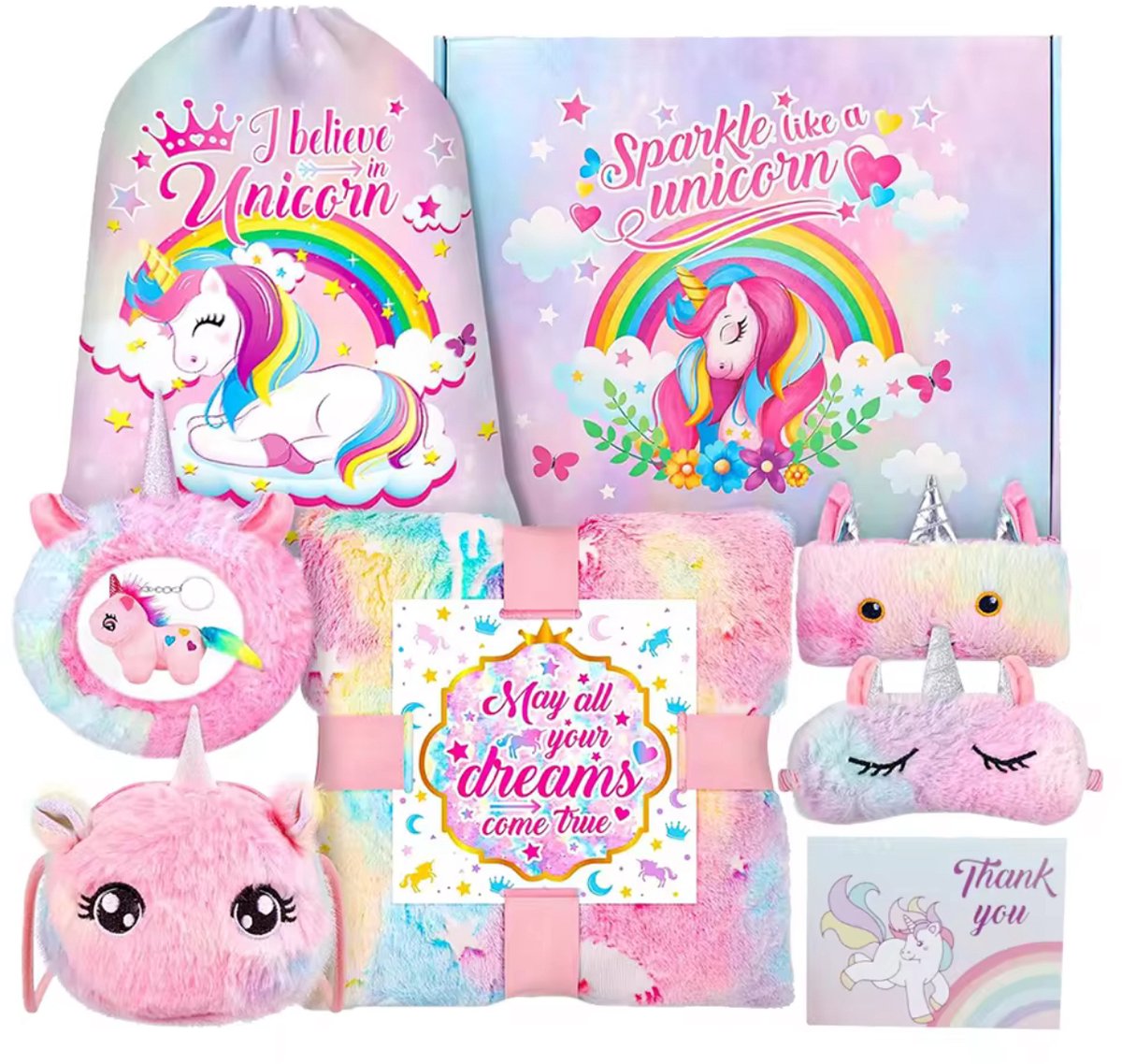 Unicorn speel set - 7 delig - unicorn cadeauset - kerstpakket - unicorn pakket - unicorn set 7 delig - feestdagen - sinterklaas - verjaardag - giftset unicorn - 7 delig