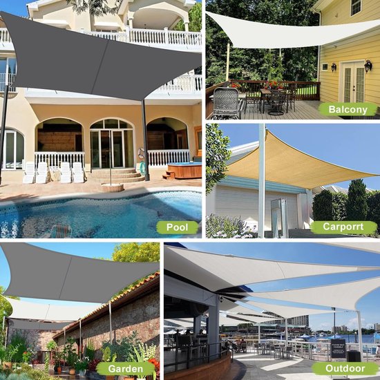 Voile d'ombrage imperméable - Protection UV - 1 pièce - polyester