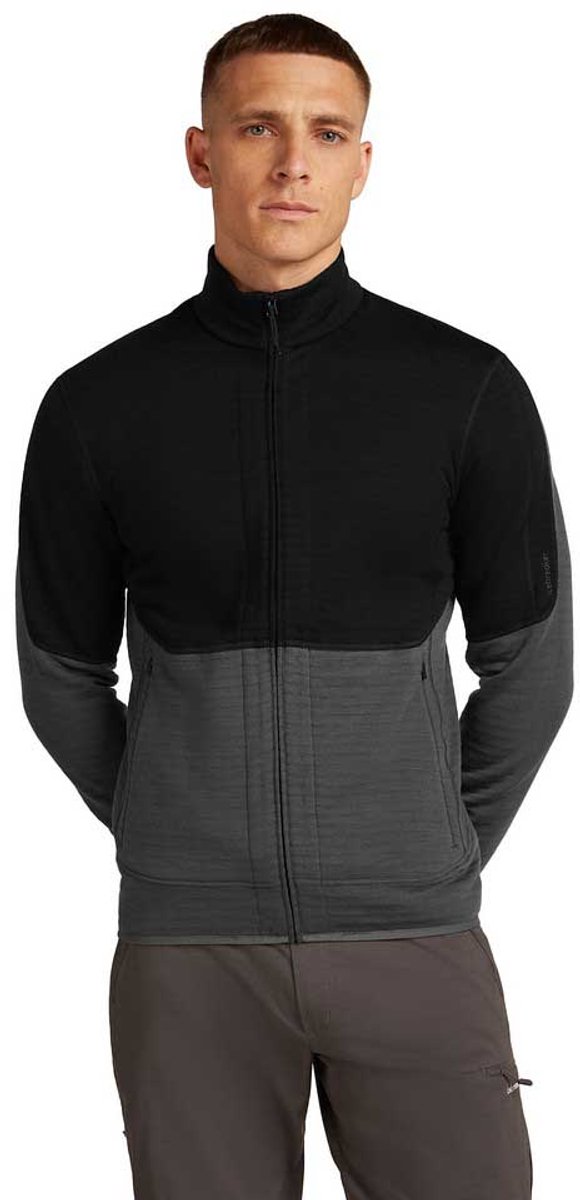 Icebreaker Merino 400 Realfleece™ Descender Sweatshirt Met Rits 2XL Man Zwart