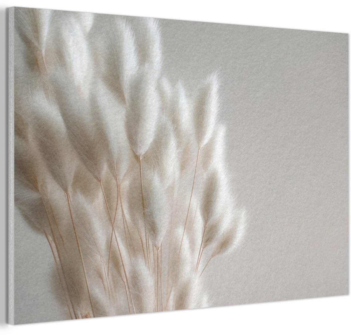 Akoestisch wandpaneel 60x40 cm - Vilt schilderij Pluimen - Beige - Minimalistisch - Akoestische panelen - Geluidsdempende wanddecoratie - Geluidsisolatie woonkamer - Muurdecoratie geluidspanelen