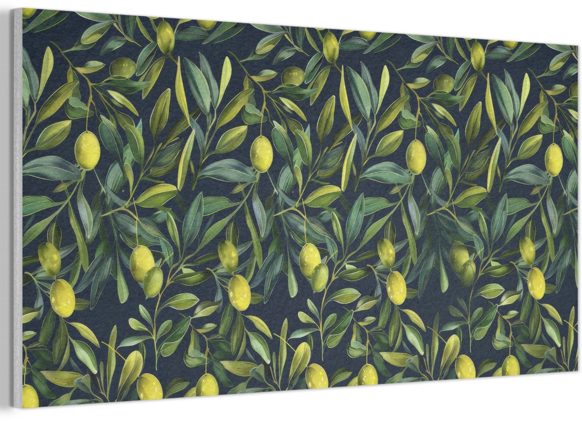 Akoestisch wandpaneel 80x40 cm - Vilt schilderij Citroenen - Bladeren - Natuurlijk - Akoestische panelen - Geluidsdempende wanddecoratie - Geluidsisolatie woonkamer - Muurdecoratie geluidspanelen