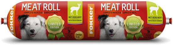 Fokker Meat Roll Hondenvoer Nat Hert - Zalm - 10 x 800 gr - Voordeelverpakking
