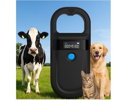 Premium RFID Chipreader voor Huisdieren – Compacte Chiplezer – USB Oplaadbaar – FDX-B & EMID – Geschikt voor Katten, Honden en Andere Dieren – zwart