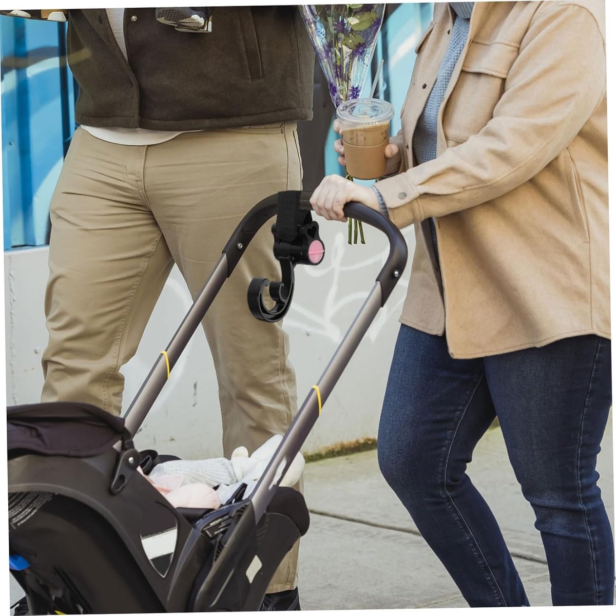 2 stuks kinderwagentashaken, hangende kinderwagenhaken voor boodschappentas, sterk