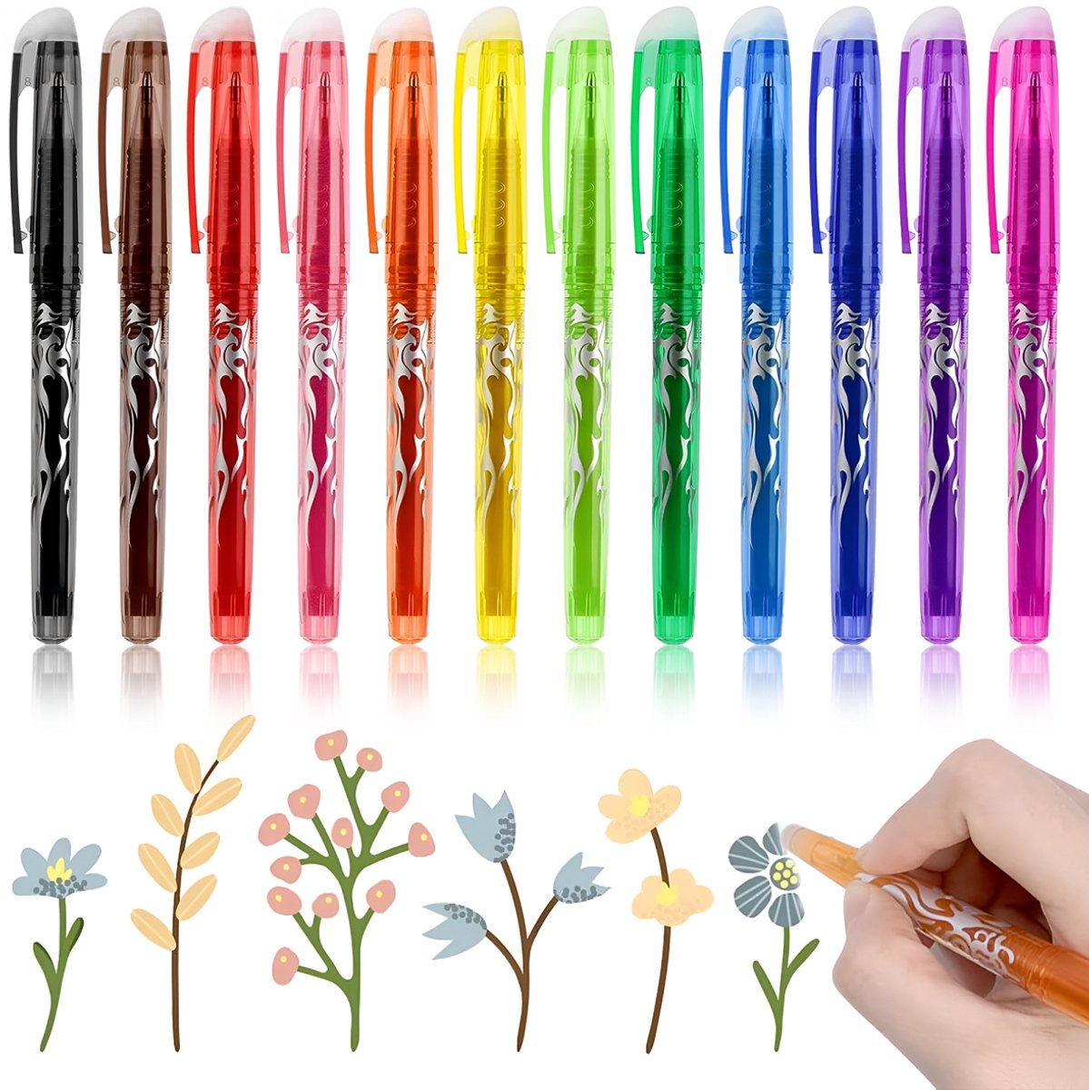 EXCITAT Uitwisbare balpennen - Kleurrijke uitwisbare gelpennen - voor schoolbenodigdheden, kantoorbenodigdheden, studenten - 12 stuks